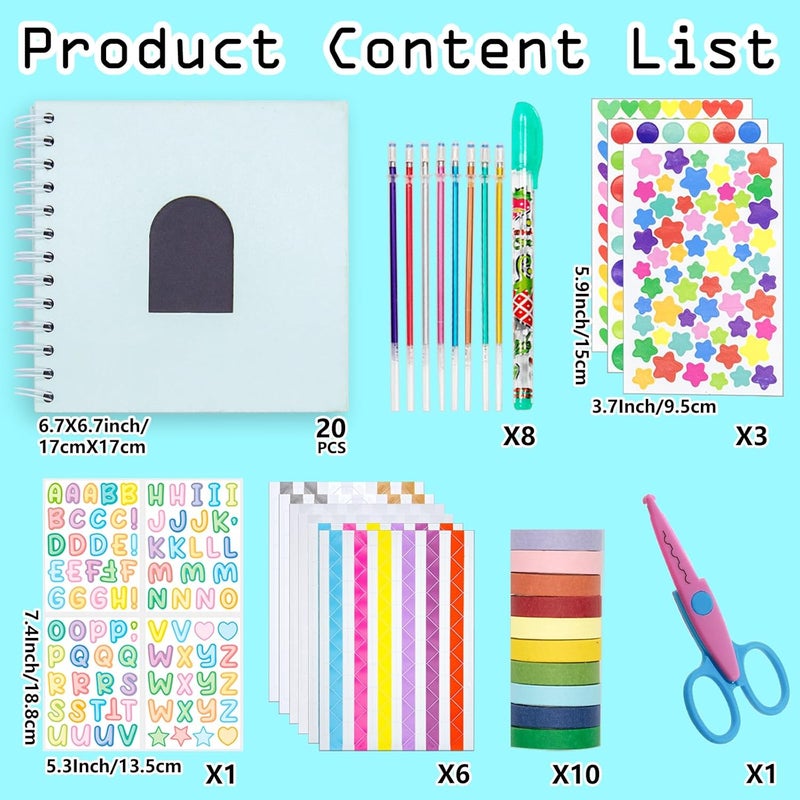Ablus Kid Scrapbook DIY Photo Album Hard Cover Scrapbook Kit for Kids Instant Camera Print Paper with DIY Accessories (Blue) - Image 2